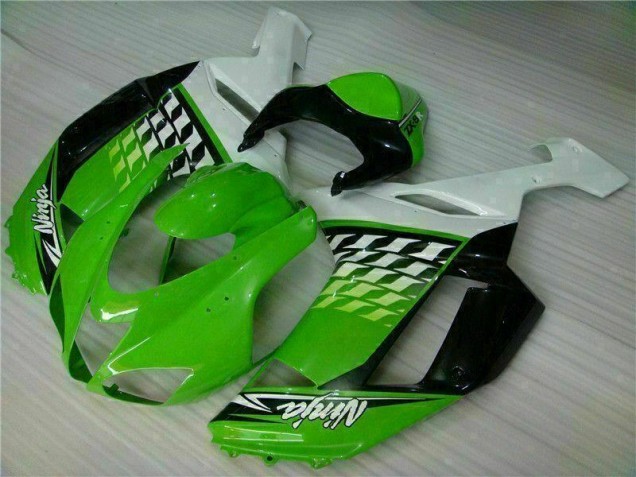 07-08 Green White Ninja Kawasaki ZX6R Motorcycle Fairings