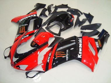 07-08 Monster In Red Kawasaki ZX6R Motorcycle Fairings