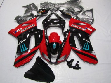 07-08 Red Black Monster Kawasaki ZX6R Motorcycle Fairings