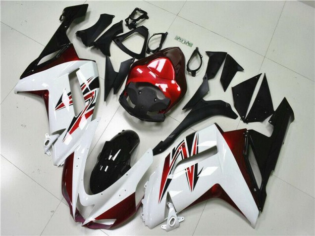 07-08 White Black Red Kawasaki ZX6R Motorcycle Fairings
