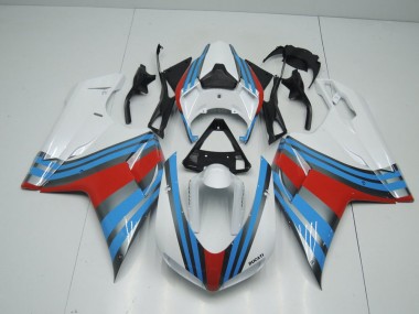 07-14 Blue White Red Ducati 848 1098 1198 Motorcycle Fairings