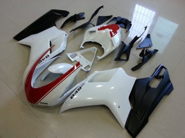 07-14 Matte Black White with Red Stripe Ducati 848 1098 1198 Motorcycle Fairings