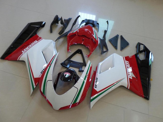 07-14 White Red Ducati 848 1098 1198 Motorcycle Fairings