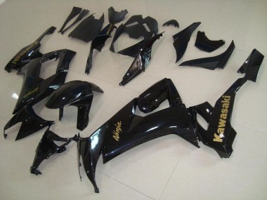 08-10 Glossy Black with Gold Sticker Kawasaki ZX10R Motorcycle Fairings