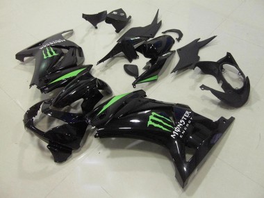 08-12 Black Green Monster Energy Kawasaki ZX250R Motorcycle Fairings