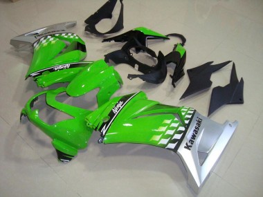 08-12 Green Silver Kawasaki ZX250R Motorcycle Fairings