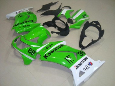 08-12 Green and White Kawasaki ZX250R Motorcycle Fairings