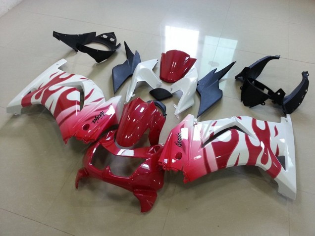 08-12 Pink Red Flame Kawasaki ZX250R Motorcycle Fairings