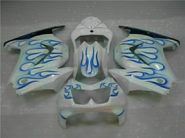 08-12 White Blue Flame Kawasaki EX250 Motorcycle Fairings