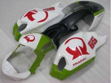 08-12 White Red PRAMAC 65 Ducati Monster 696 Motorcycle Fairings