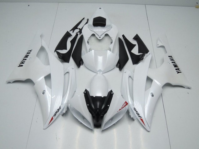 08-16 Pearl White and Red Sticker Yamaha YZF R6 Motorcycle Fairings