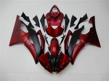 08-16 Red Black Yamaha YZF R6 Motorcycle Fairing