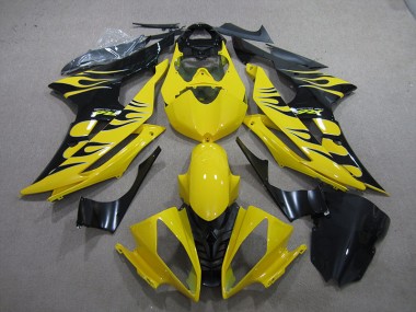 08-16 Yellow Black Flame Yamaha YZF R6 Motorcycle Fairings