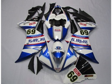 09-11 White Blue Sterilgarda SCALZ 69 Yamaha YZF R1 Motorcycle Fairings