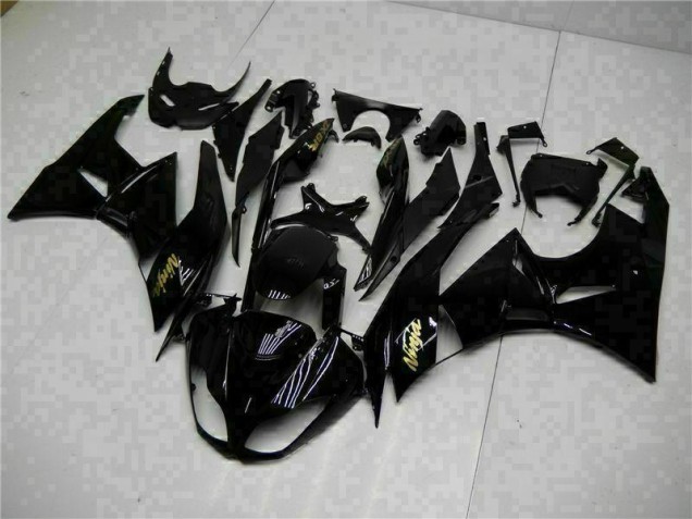 09-12 Black Gold Ninja Kawasaki ZX6R Motorcycle Fairings