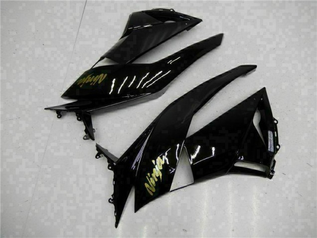 09-12 Black Gold Ninja Kawasaki ZX6R Motorcycle Fairings