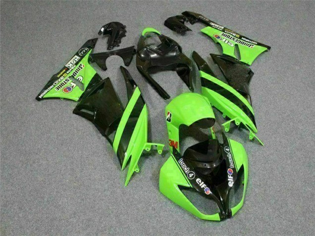 09-12 Black Green 3M Touch4 Kawasaki ZX6R Motorcycle Fairings