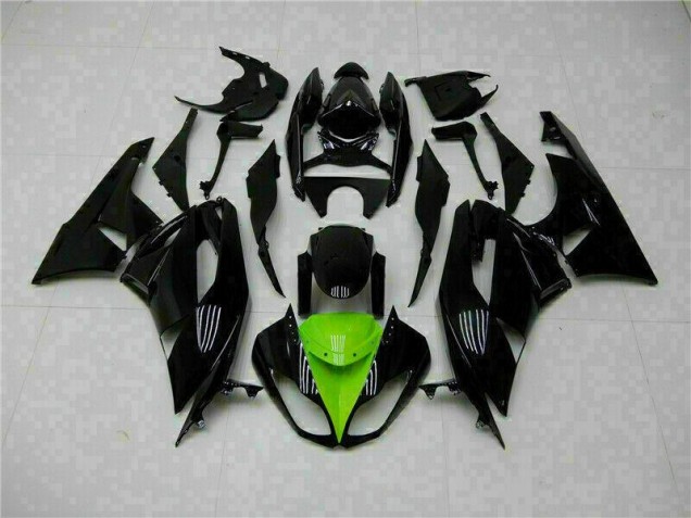 09-12 Black Green Kawasaki ZX6R Full Motorcycle Fairing Kits