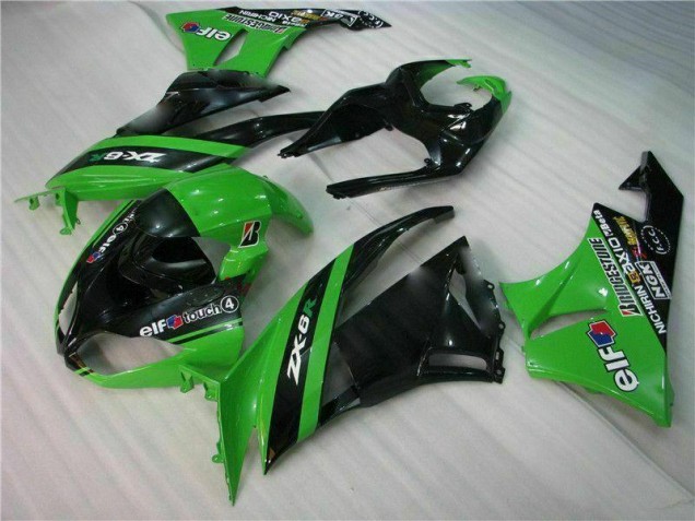 09-12 Black Green Kawasaki ZX6R Motorcycle Fairing Kits