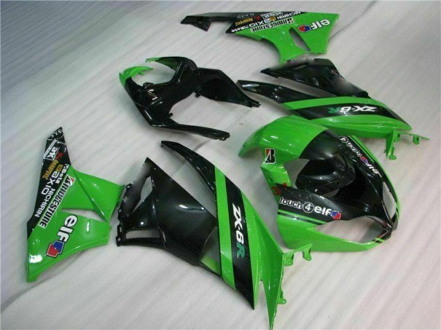 09-12 Black Green Kawasaki ZX6R Motorcycle Fairing Kits