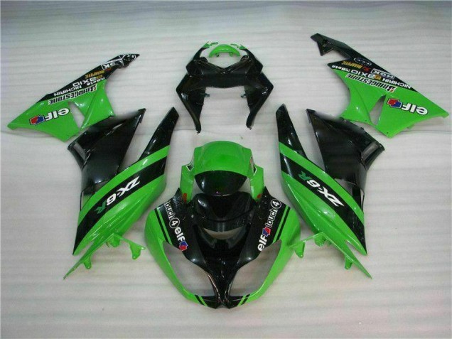 09-12 Black Green Kawasaki ZX6R Motorcycle Fairing Kits