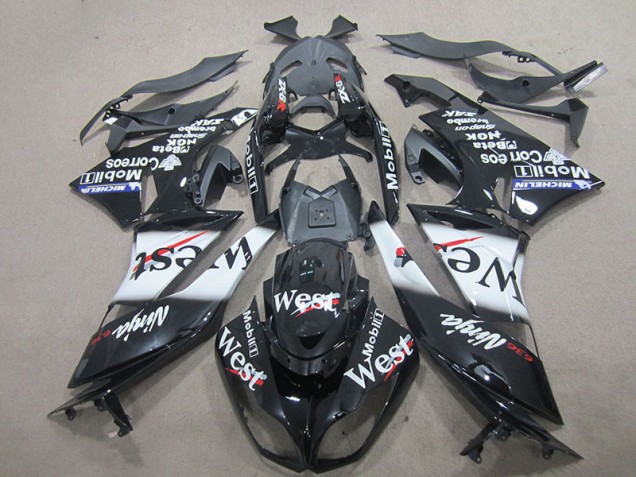 09-12 Black West Kawasaki ZX6R Motorcycle Fairings