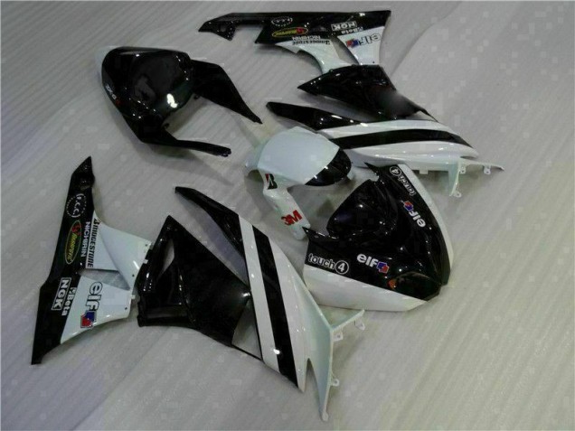 09-12 Black White 3M Touch4 Kawasaki ZX6R Motorcycle Fairing