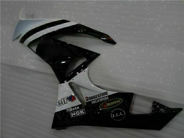 09-12 Black White 3M Touch4 Kawasaki ZX6R Motorcycle Fairing