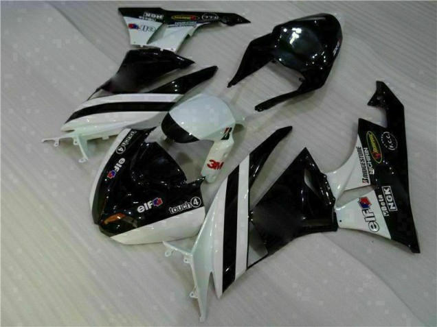 09-12 Black White 3M Touch4 Kawasaki ZX6R Motorcycle Fairing