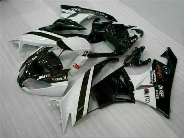 09-12 Black White 3M Touch4 Kawasaki ZX6R Motorcycle Fairings