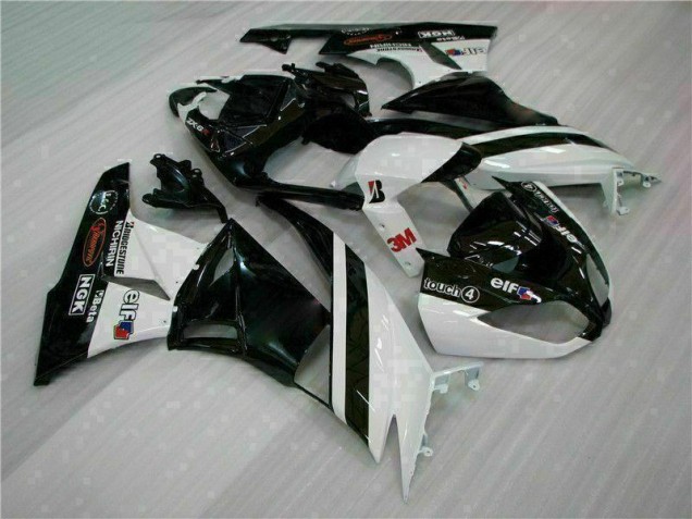 09-12 Black White 3M Touch4 Kawasaki ZX6R Motorcycle Fairings