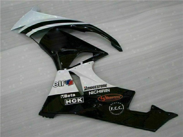 09-12 Black White 3M Touch4 Kawasaki ZX6R Motorcycle Fairings