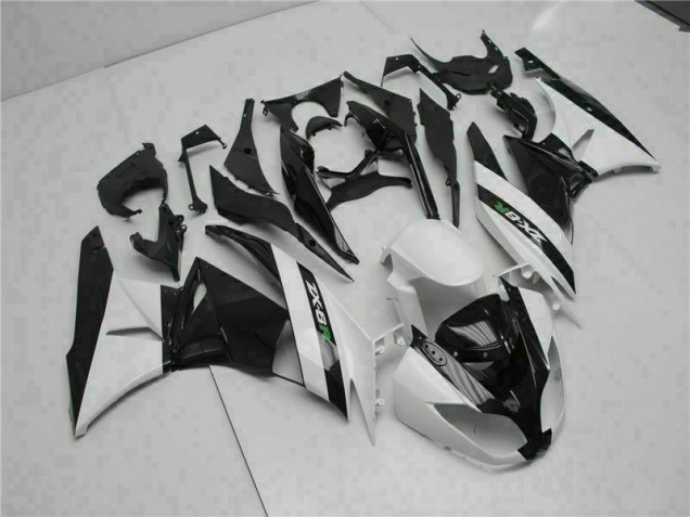 09-12 Black White Kawasaki ZX6R Motorcycle Fairings