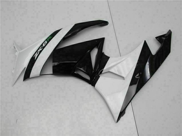 09-12 Black White Kawasaki ZX6R Motorcycle Fairings