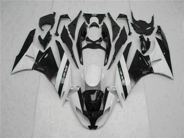 09-12 Black White Kawasaki ZX6R Motorcycle Fairings