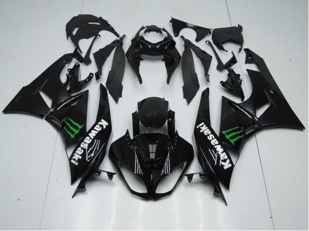 09-12 Black with Monster Kawasaki ZX6R Motorcycle Fairings