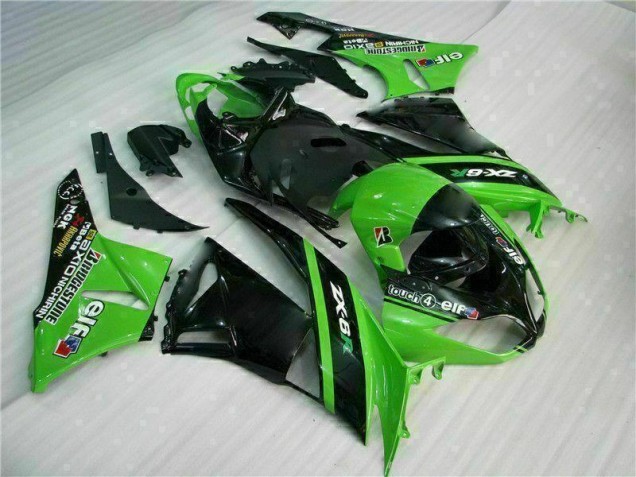 09-12 Green Black Kawasaki ZX6R Motorcycle Fairing