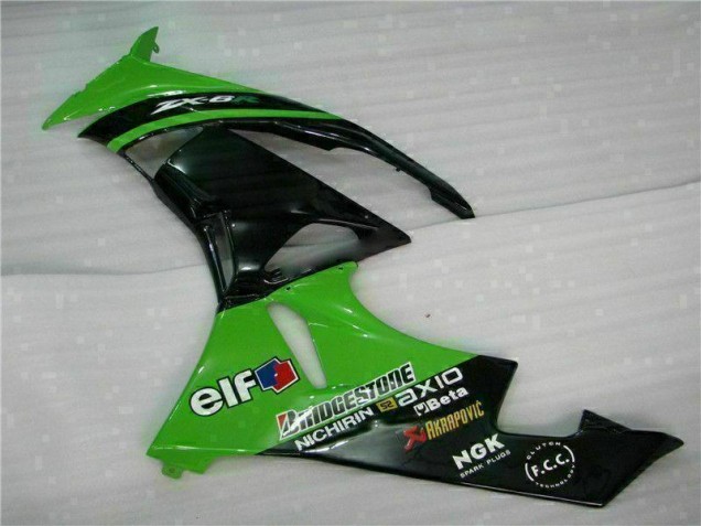 09-12 Green Black Kawasaki ZX6R Motorcycle Fairing