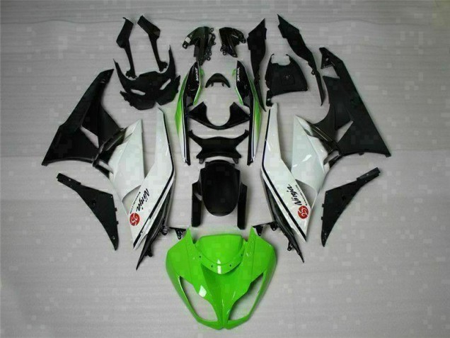 09-12 Green Black White 25 Kawasaki ZX6R Motorcycle Fairings