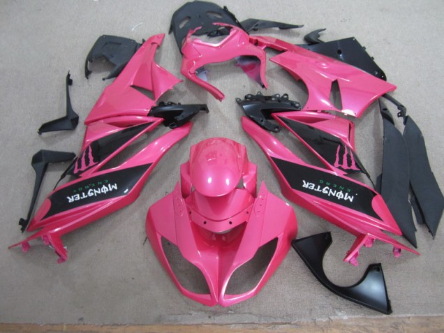 09-12 Pink Black Monster Kawasaki ZX6R Motorcycle Fairings