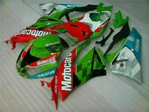 09-12 Red Green Motocard Kawasaki ZX6R Motorcycle Fairings