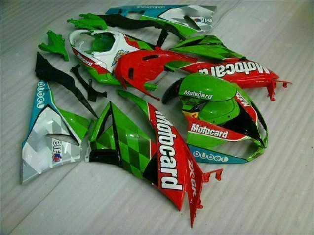 09-12 Red Green Motocard Kawasaki ZX6R Motorcycle Fairings