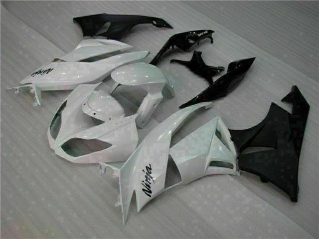 09-12 White Black Kawasaki ZX6R Motorcycle Fairing