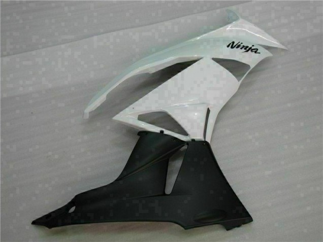 09-12 White Black Kawasaki ZX6R Motorcycle Fairing