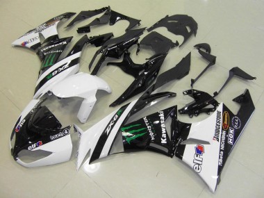 09-12 White Monster Kawasaki ZX6R Motorcycle Fairings