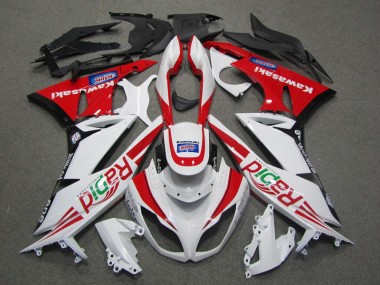 09-12 White Red Rapid Kawasaki ZX6R Motorcycle Fairings