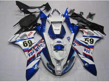 09-14 White Blue Sterilgarda 69 BMW S1000RR Motorcycle Fairings