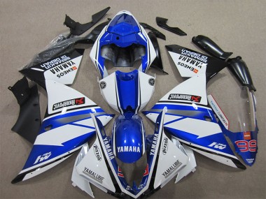 12-14 Blue White Pizzoli Yamaha YZF R1 Motorcycle Fairings