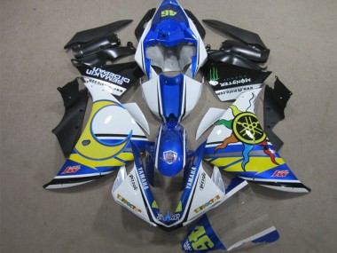 12-14 Blue White Yellow 46 Yamaha YZF R1 Motorcycle Fairings