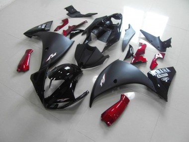 12-14 Matte Black Red Yamaha YZF R1 Motorcycle Fairings